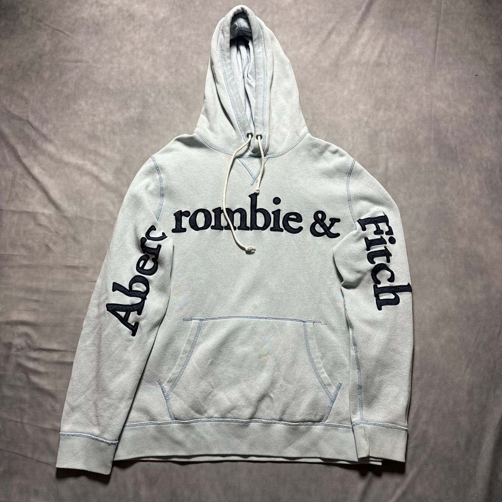 Abercrombie & Fitch Womens XL Blue Logo Applique Pullover Hoodie Sweatshirt